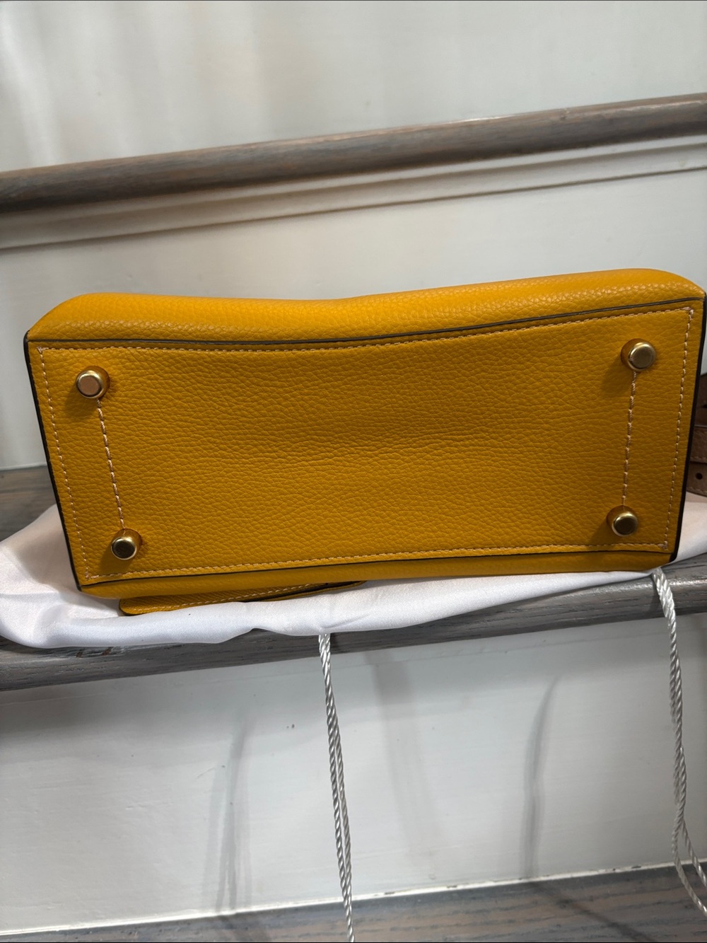 Coach Pebbled Leather Small Tote in Mustard Yellow and matching card case - Picture 2 of 4